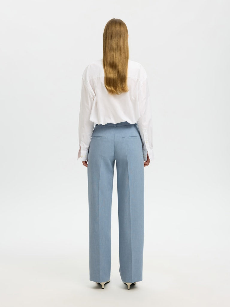 "SLFRITA" MW WIDE PANTS MEL NOOS blau.