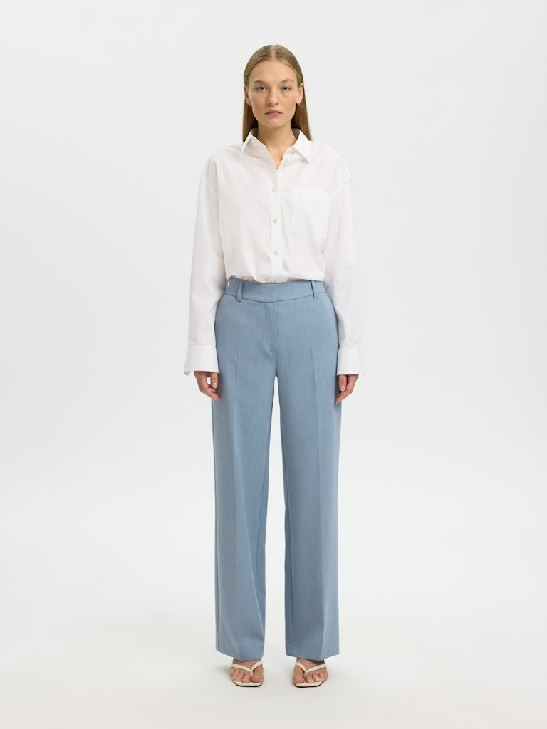 "SLFRITA" MW WIDE PANTS MEL NOOS blau.