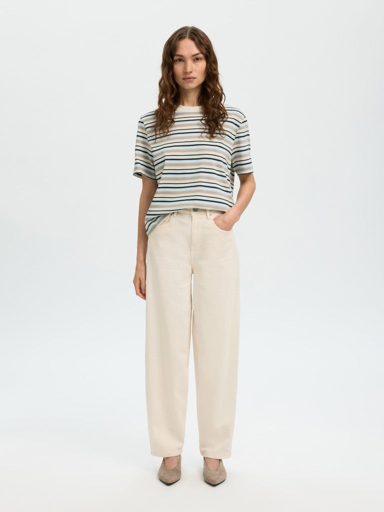 "SLWESSENTIAL" SS STRIPED BOXY TEE NOOS