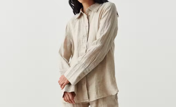 Gina Tricot "Lovisa" Leinen Shirt beige