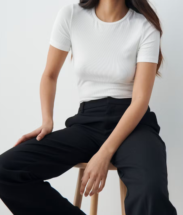 Gina Tricot Basic Rib Tee weiss