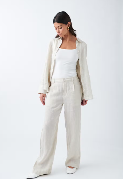 Gina Tricot "Linen" Trousers seagrass