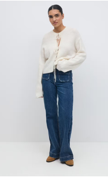 Gina Tricot knitted tie cardigan offwhite