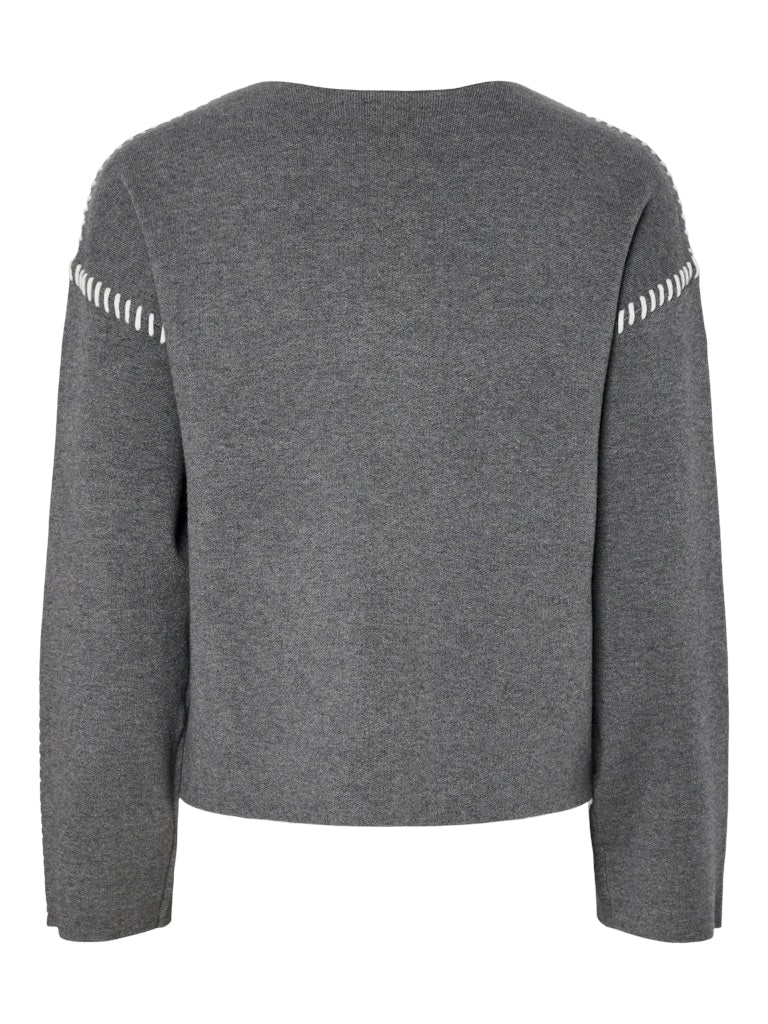 YAS "Stitcha" Knit Pullover grau