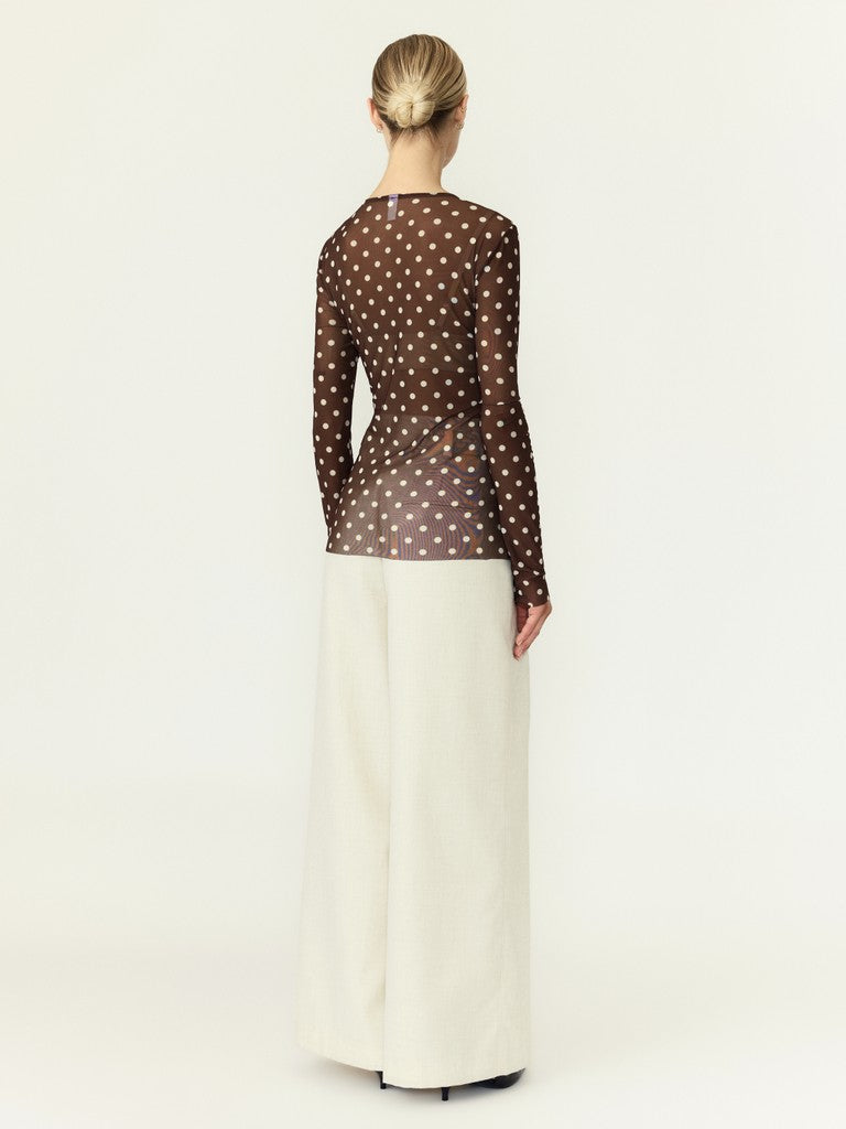 "YASDOT" LS MESH TOP birch dots