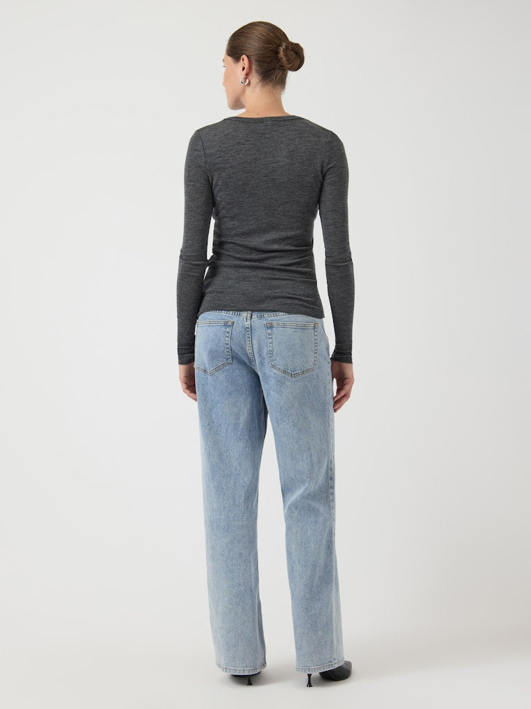 YAS "Woolin" Wool Top grau