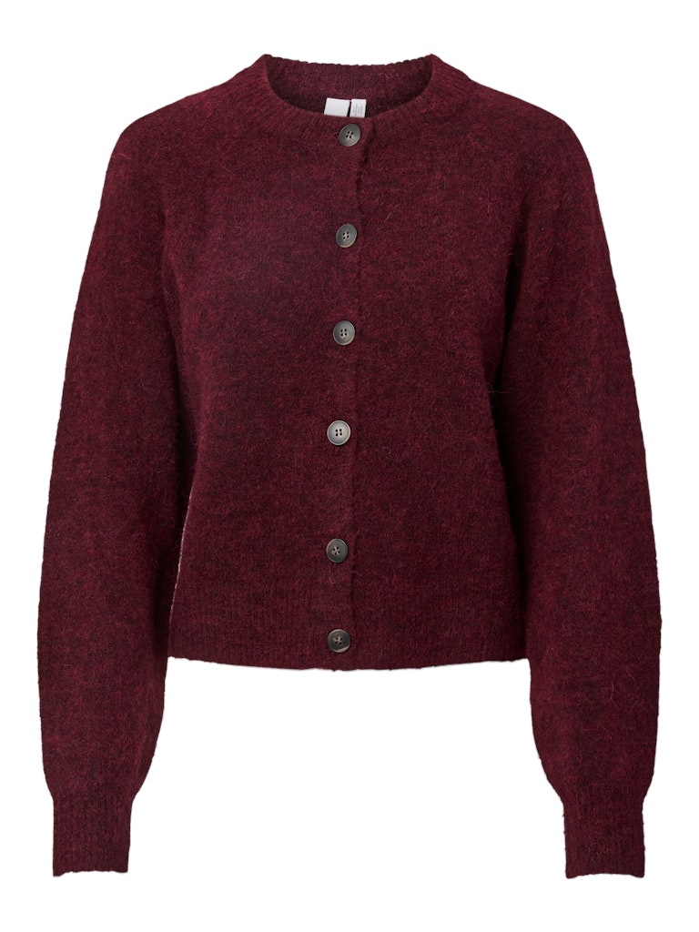 YAS "Johi" Wool Knit Cardigan bordeaux