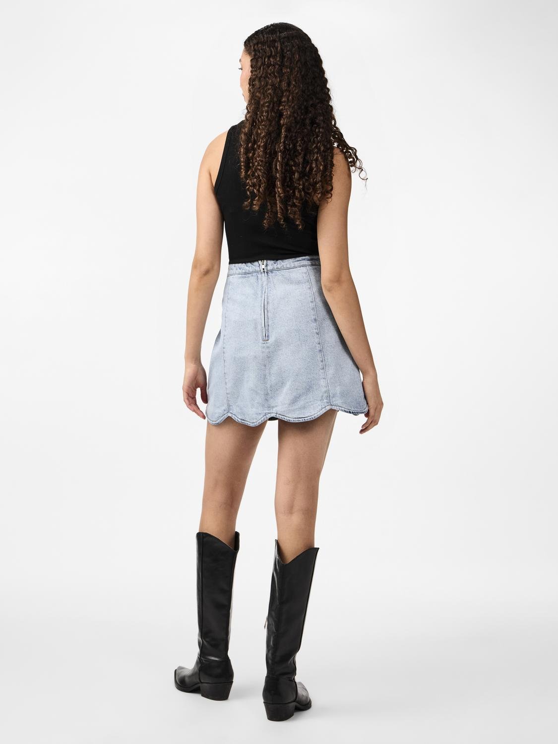 YAS "Scallop" Short Denim Skirt