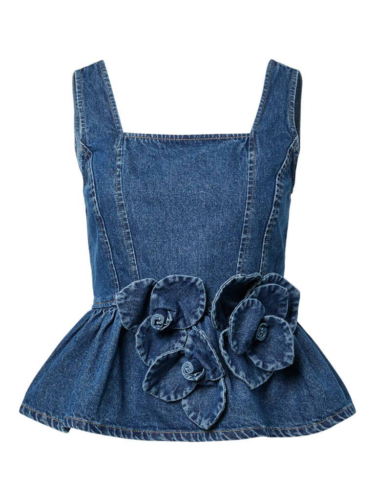 "YASELSIE" SL PEPLUM DENIM TOP - SHOW