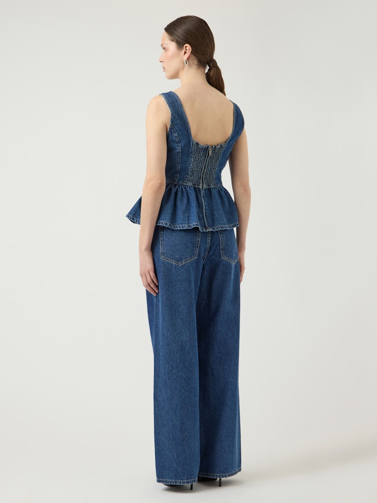 "YASELSIE" SL PEPLUM DENIM TOP - SHOW
