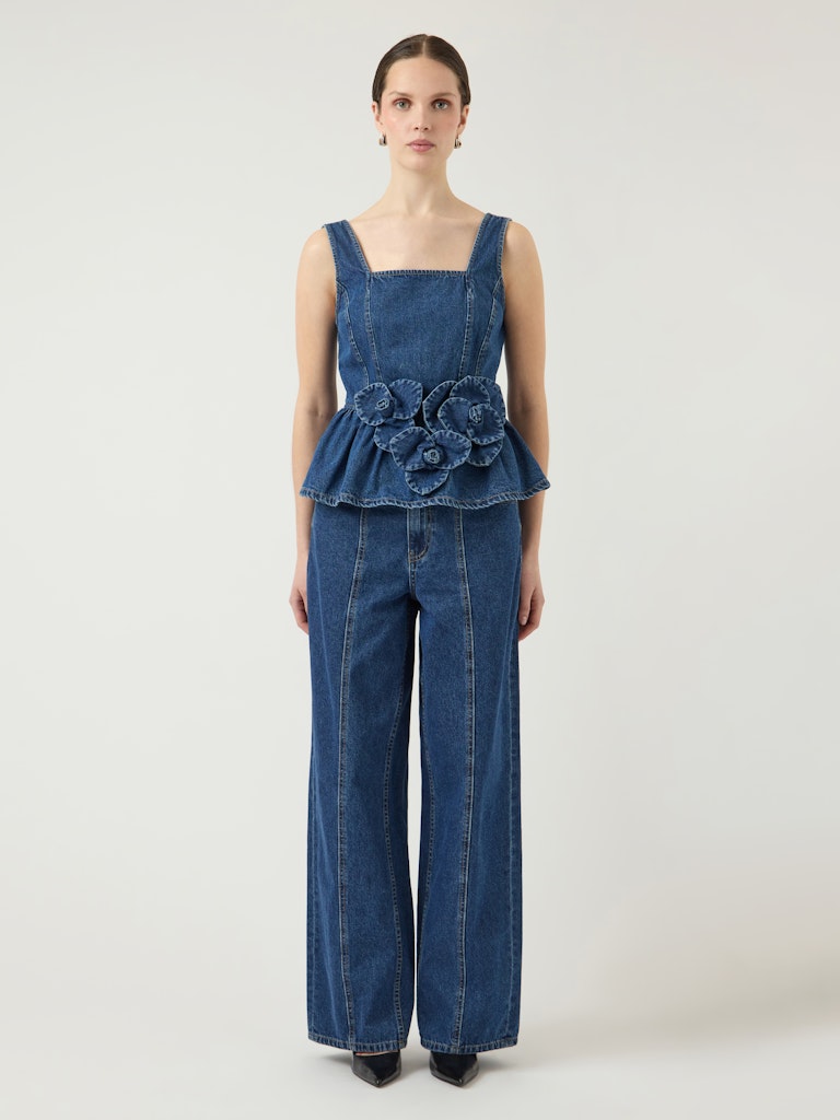 "YASELSIE" SL PEPLUM DENIM TOP - SHOW