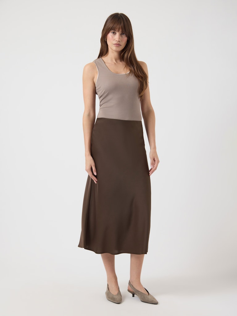 "YASPELLA" HW MIDI SKIRT S. NOOS brown