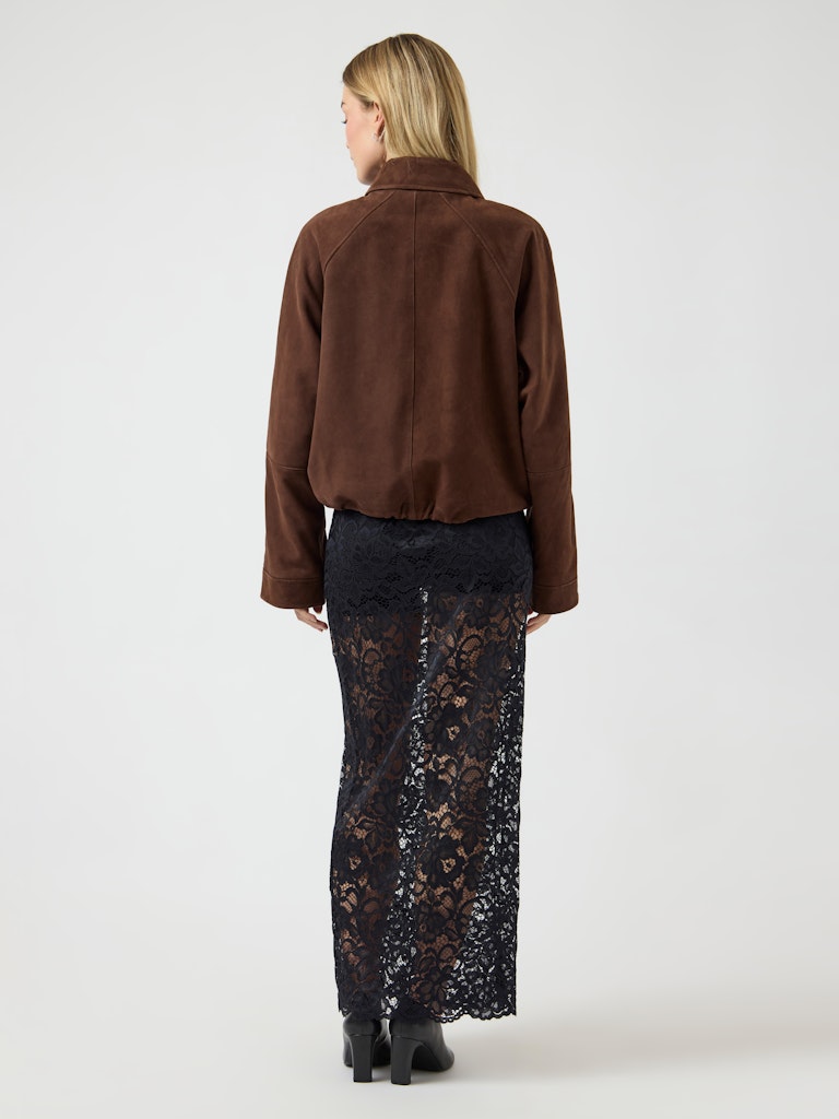 "YASNOEAL" Suede Leather Bomber Jacket