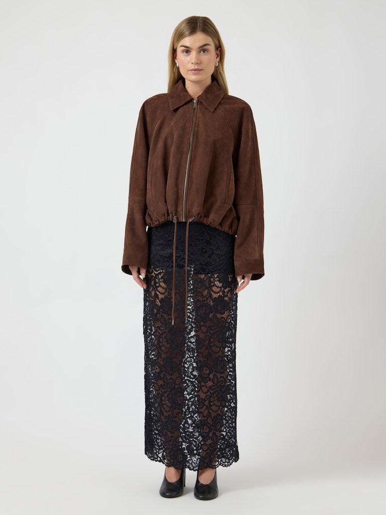 "YASNOEAL" Suede Leather Bomber Jacket