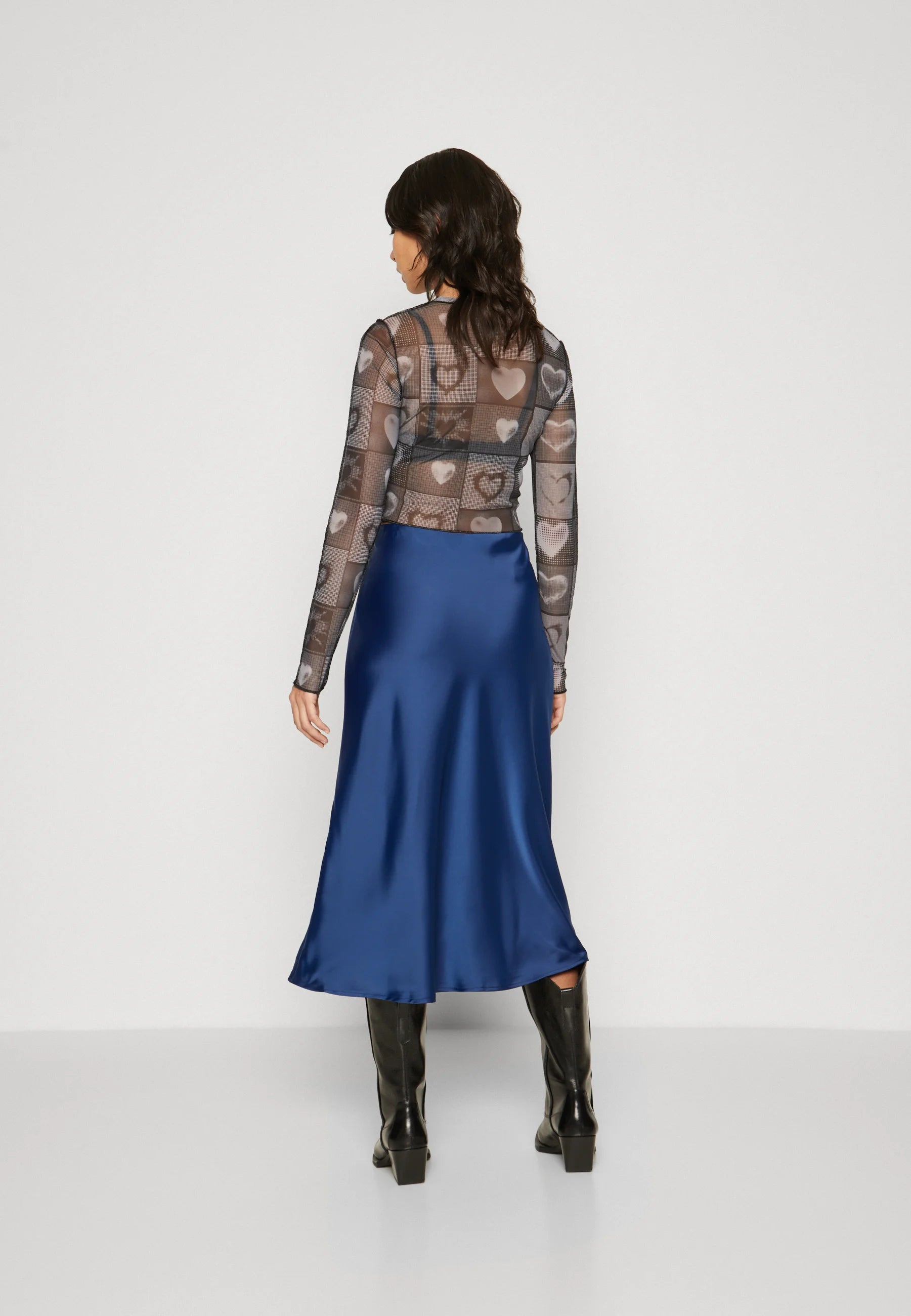 YAS "Pella" Highwaist Midi Skirt navy peony