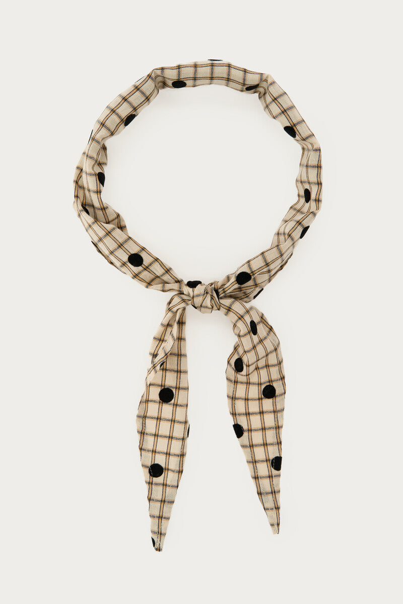 My Jewellery Beigefarbenes kariertes Halstuch mit Polka-Dots