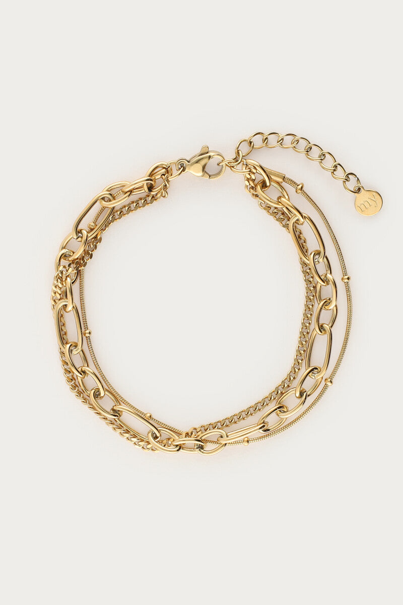 My Jewellery Armband dreischichtige Kugeln gold