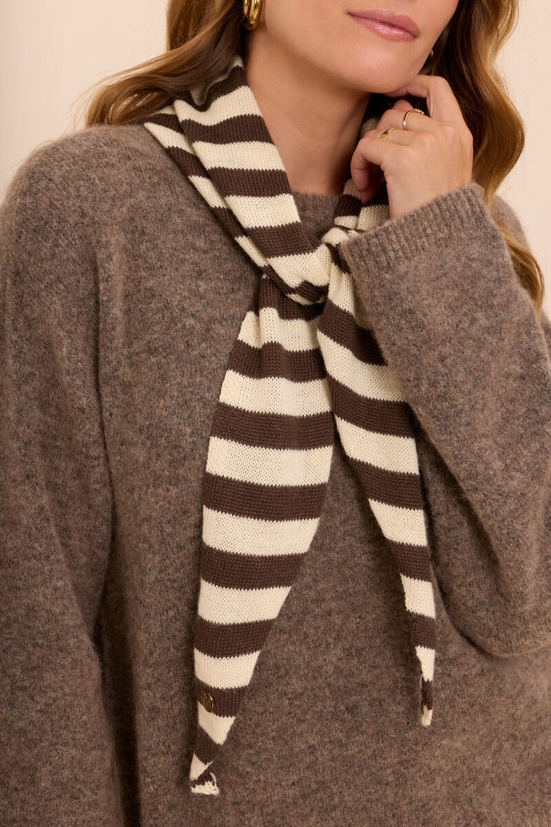 My Jewellery Braun-beige gestricktes Dreieckstuch mit Streifen