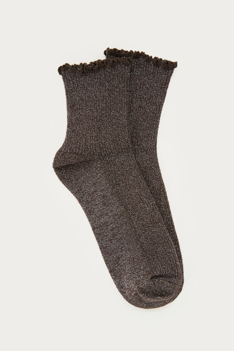 My Jewellery Braune Lurex-Socken mit Rüschen