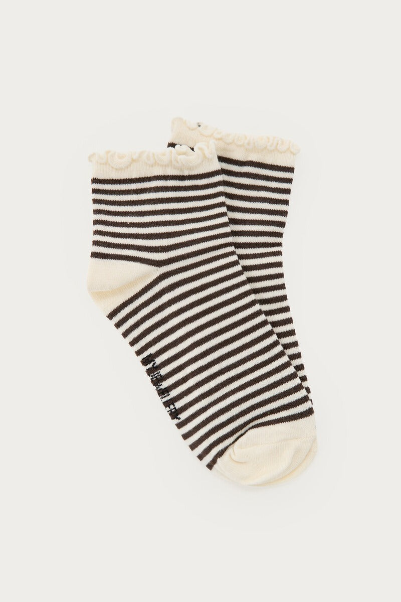 My Jewellery Braune Socken mit Streifen und Rüschen