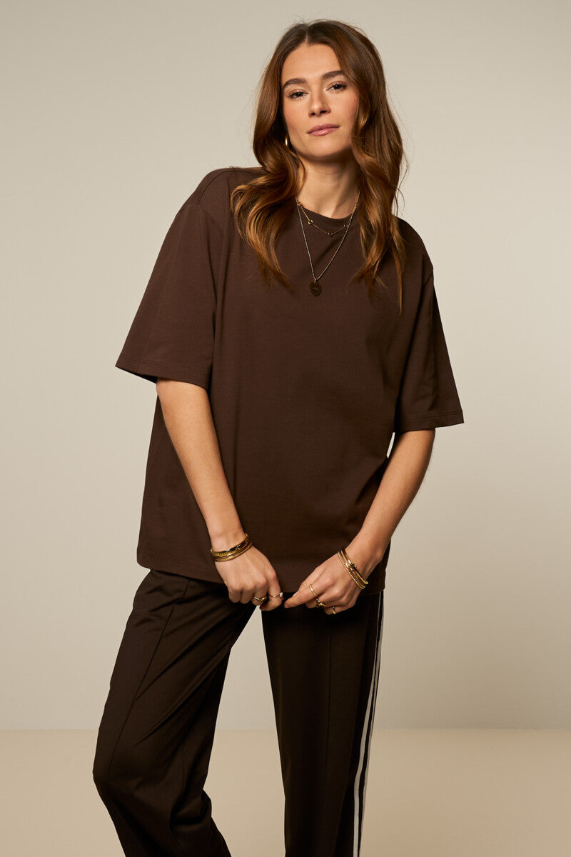 My Jewellery Dunkelbraunes Oversize Basic-T-Shirt