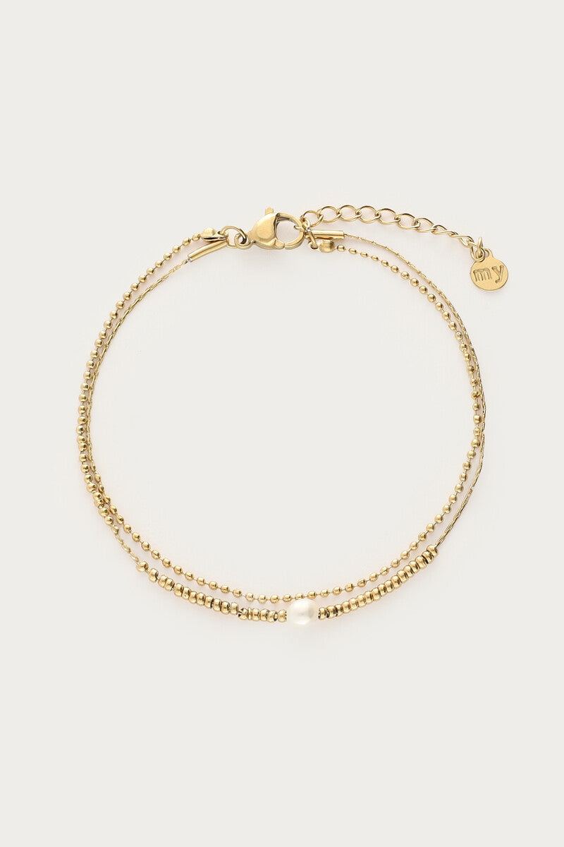 My Jewellery Doppeltes Armband mit Kunstperlen & Naturperle