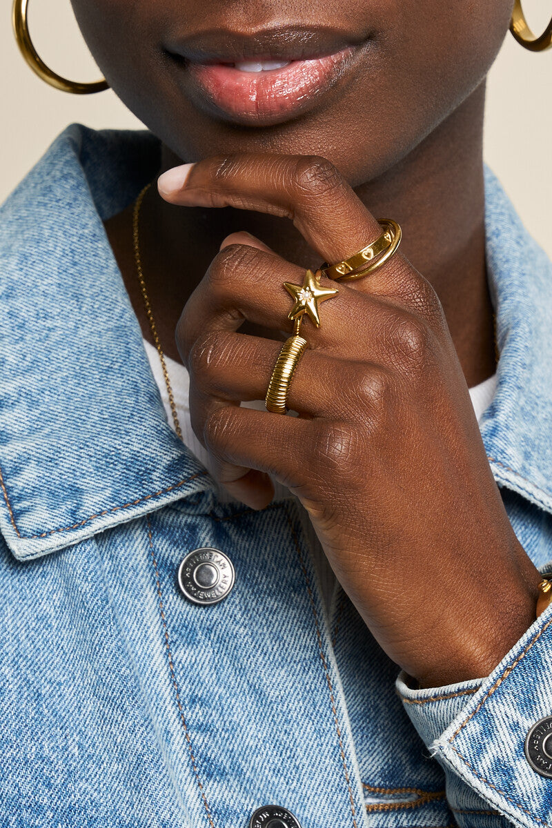 My Jewellery Doppelter Ring mit eingravierten Herzen gold