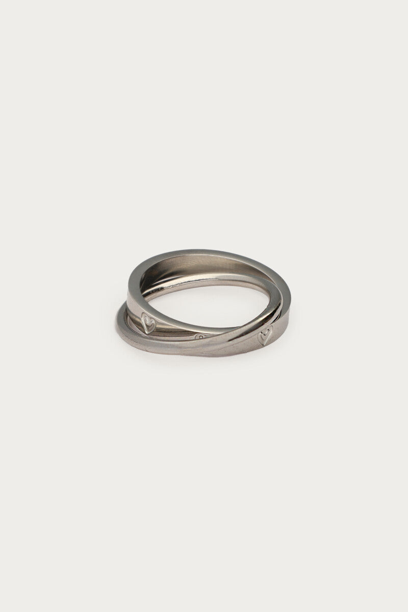 My Jewellery Doppelter Ring mit eingravierten Herzen silber