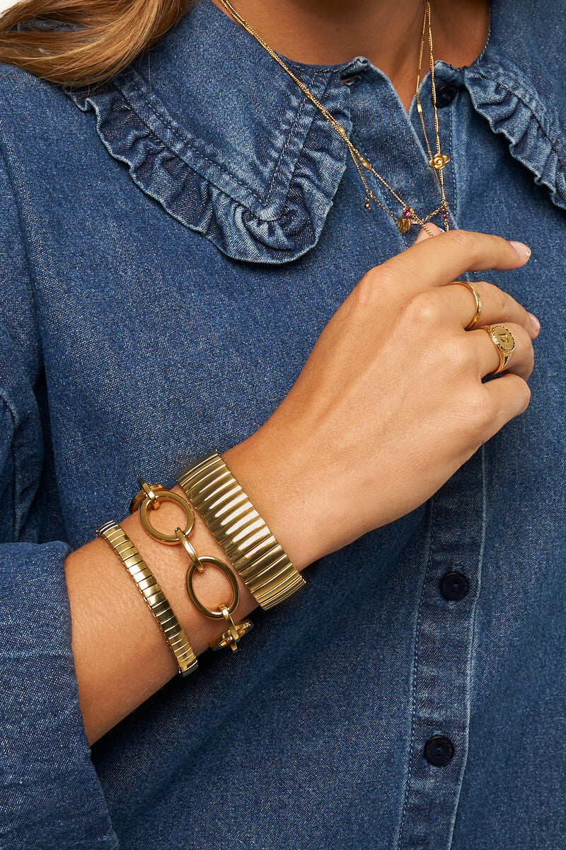 My Jewellery Elastisches Armband mit Streifen klein gold