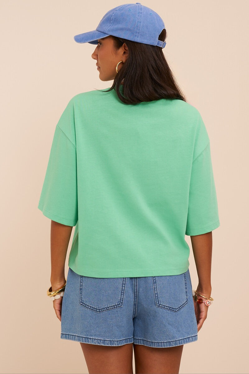 My Jewellery Grünes boxy T-Shirt 'Sotto il soleil'
