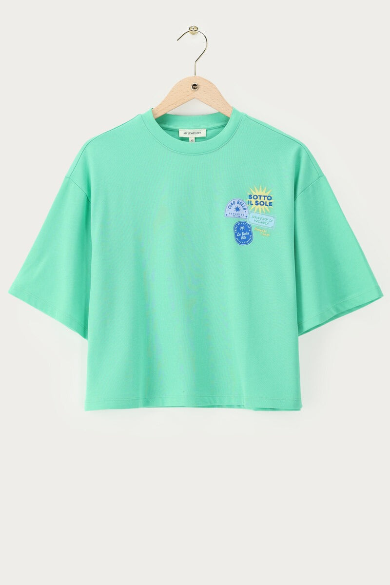 My Jewellery Grünes boxy T-Shirt 'Sotto il soleil'