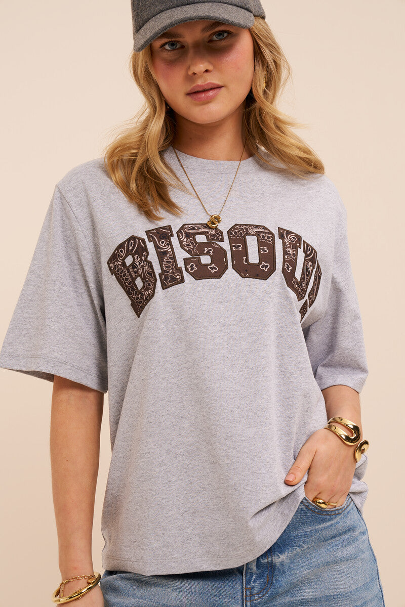 My Jewellery Graues T-Shirt mit Paisleymuster "Bisou"