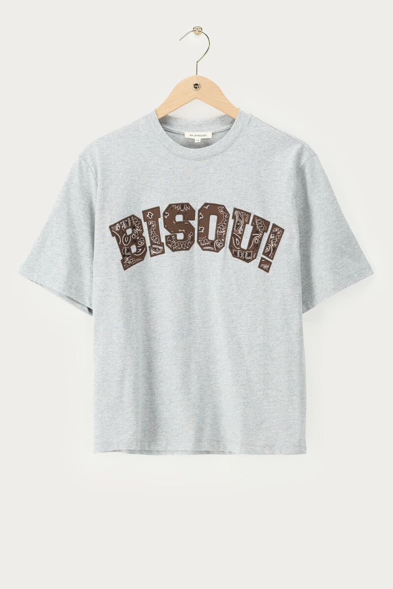 My Jewellery Graues T-Shirt mit Paisleymuster "Bisou"