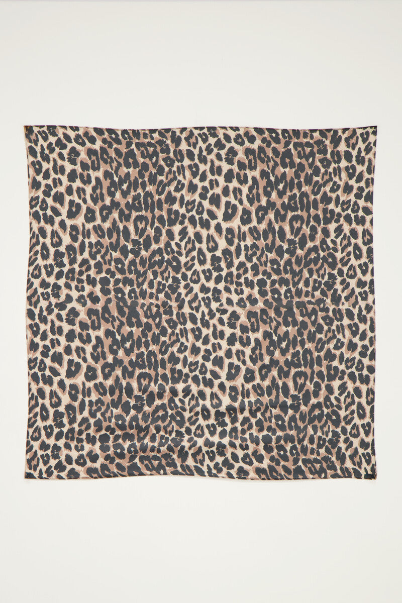 Mini-Schal mit Leopardenmuster in Satin-Optik