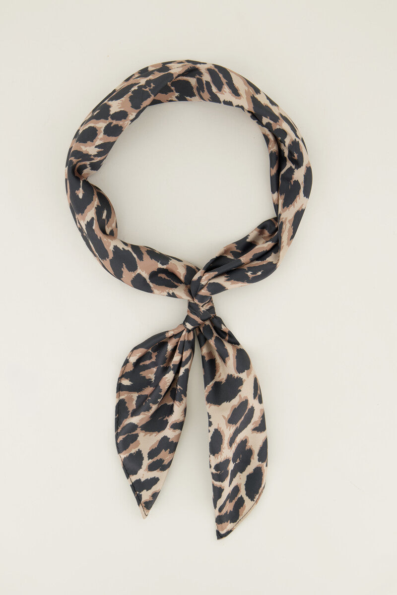 Mini-Schal mit Leopardenmuster in Satin-Optik