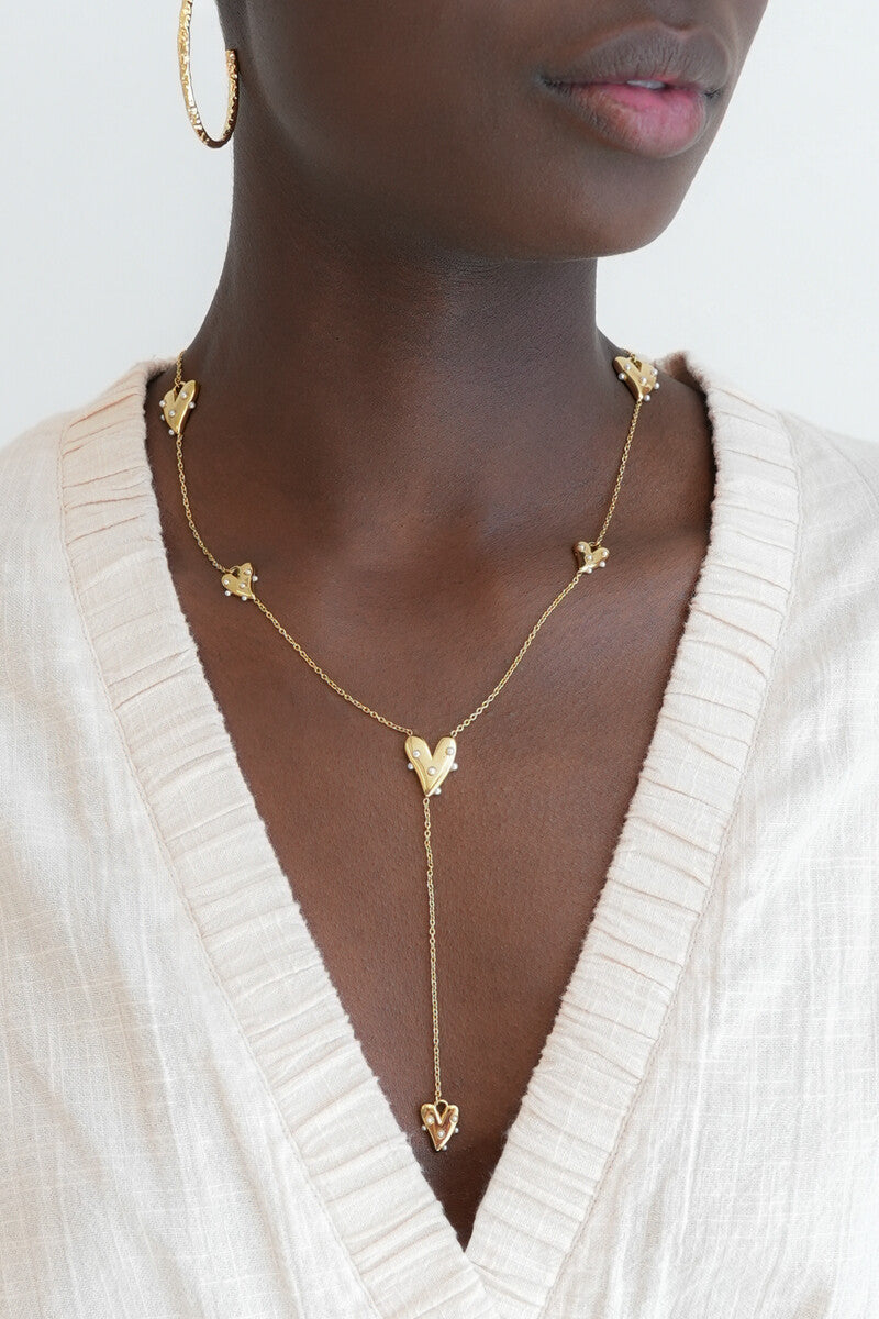 My Jewellery Lange Kette mit Herzen und Kunstperlen