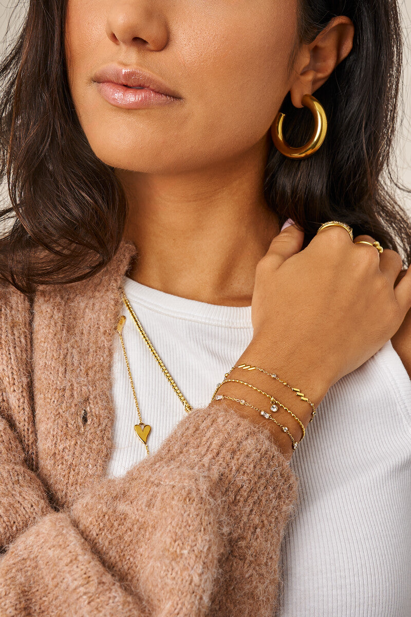 My Jewellery Minimalistisches Armband mit diagonalen Streifen und Strasssteinen