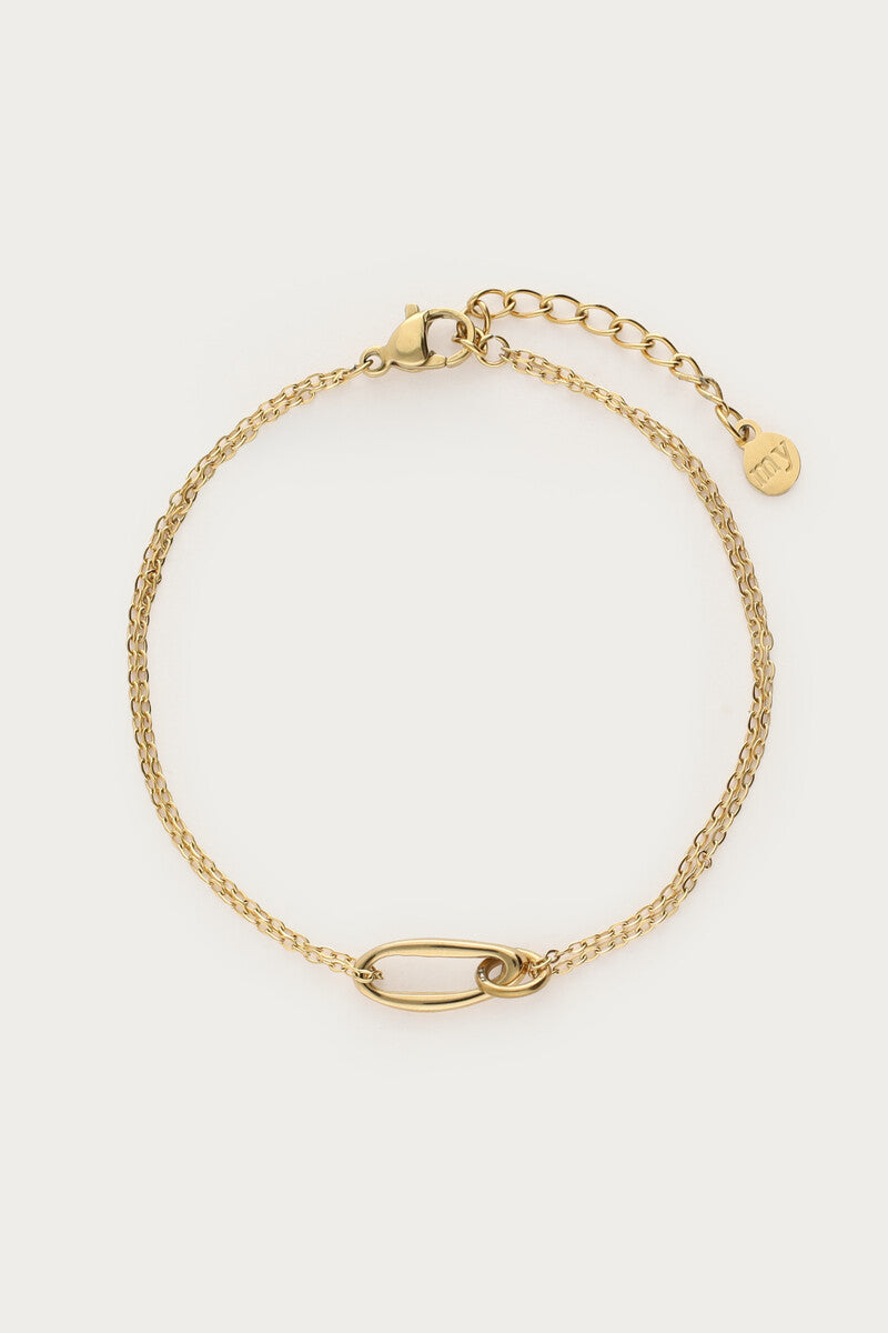 My Jewellery Minimalistisches Doppelarmband mit ovalen Gliedern gold