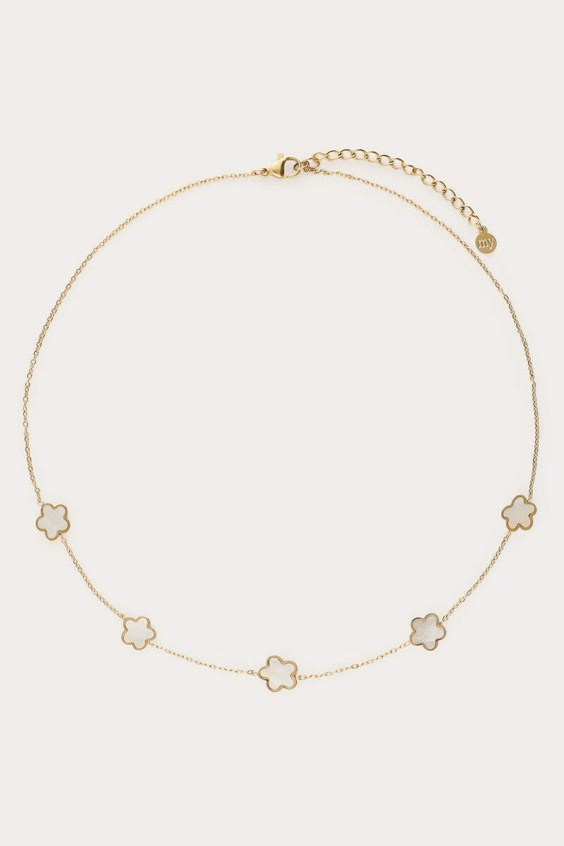 My Jewellery Minimalistische Kette mit Perlmuttblumen gold