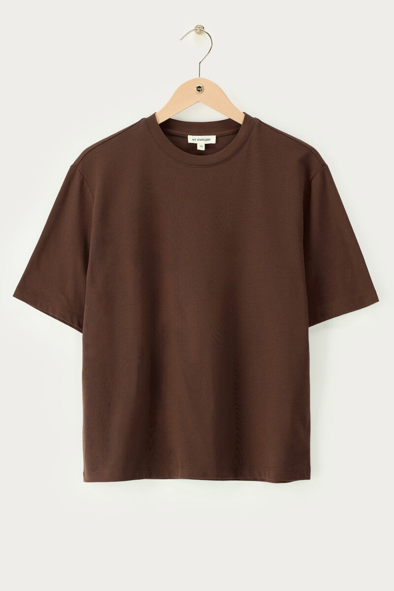 My Jewellery Dunkelbraunes Oversize Basic-T-Shirt