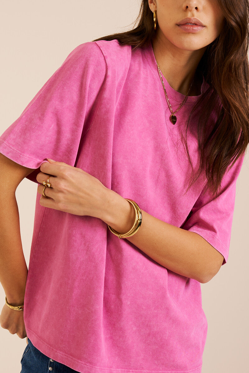 My Jewellery Pinkes Basic T-Shirt im ausgewaschenen Look