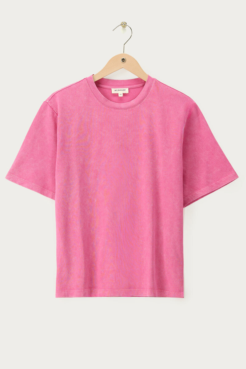 My Jewellery Pinkes Basic T-Shirt im ausgewaschenen Look