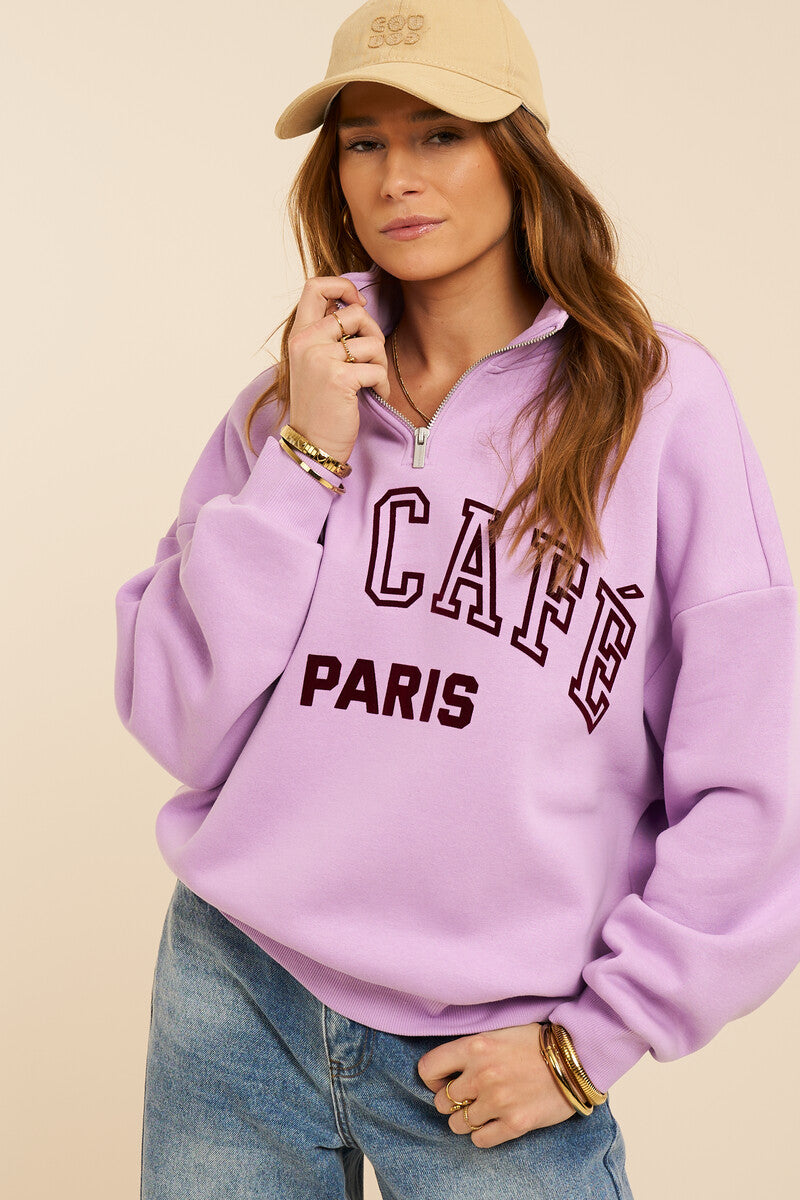 My Jewellery Lila Sweatshirt mit Reißverschluss "Le cafe paris" lila