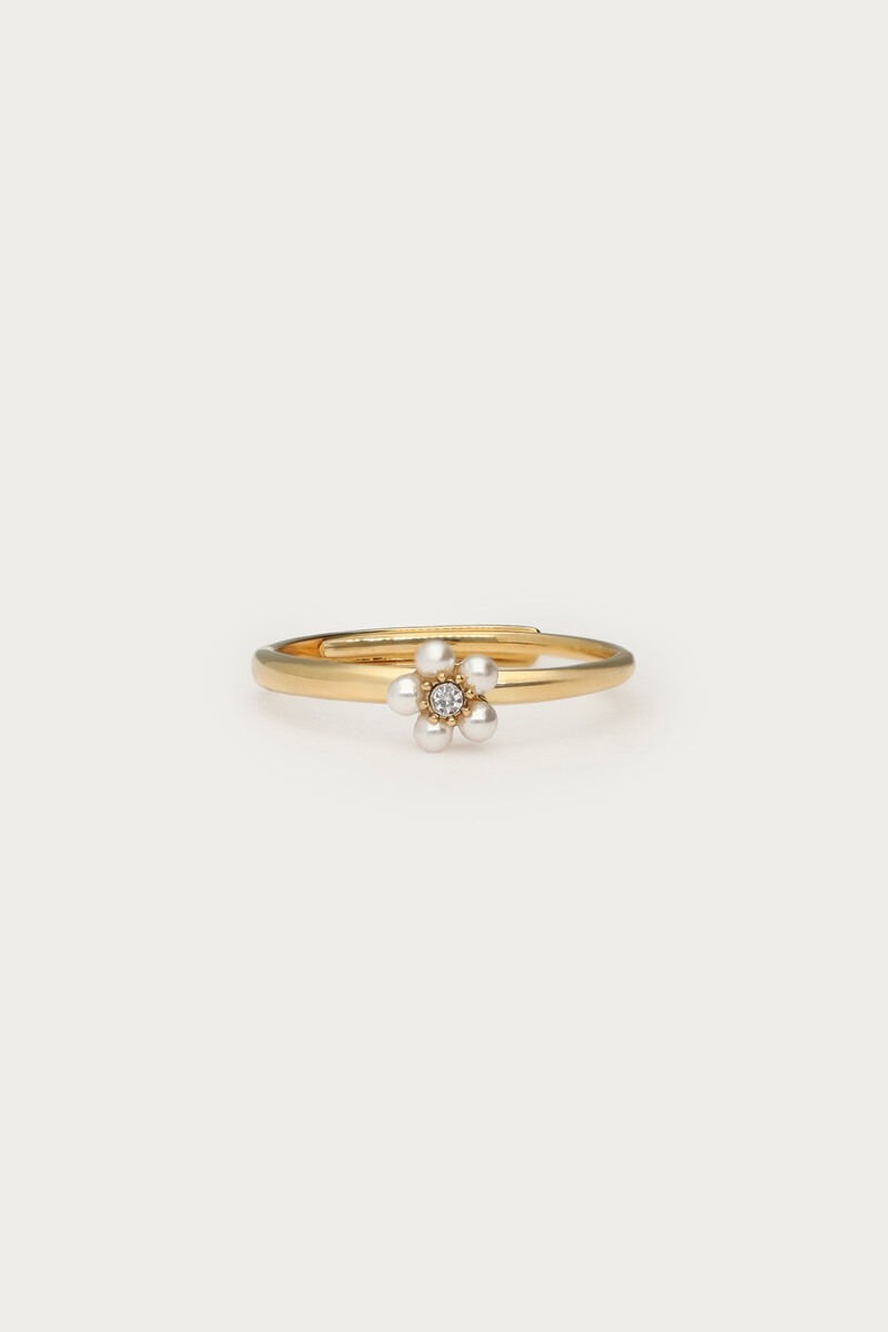 My Jewellery Ring mit Süßwasserperlen-Blume und Mini-Strassstein