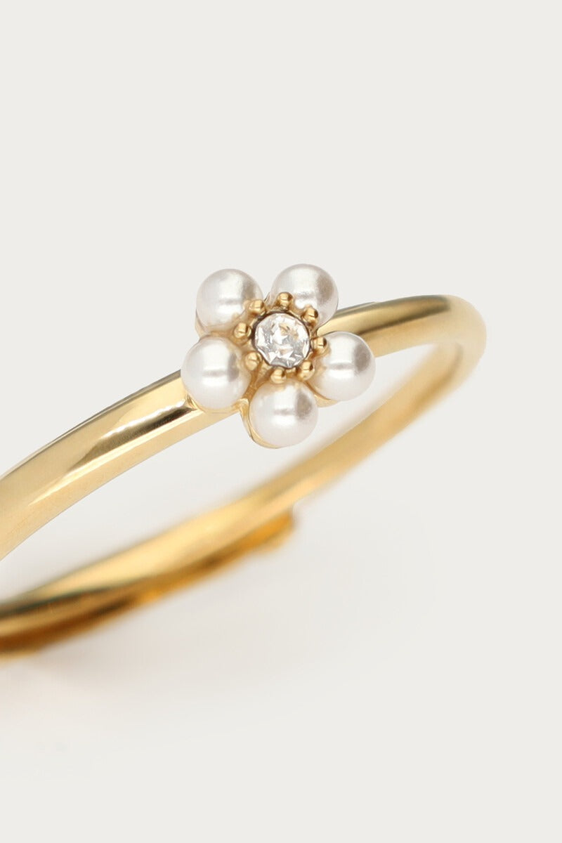 My Jewellery Ring mit Süßwasserperlen-Blume und Mini-Strassstein