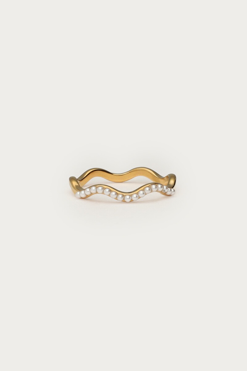 My Jewellery Ring mit Kunstperlen im Swirl-Design gold