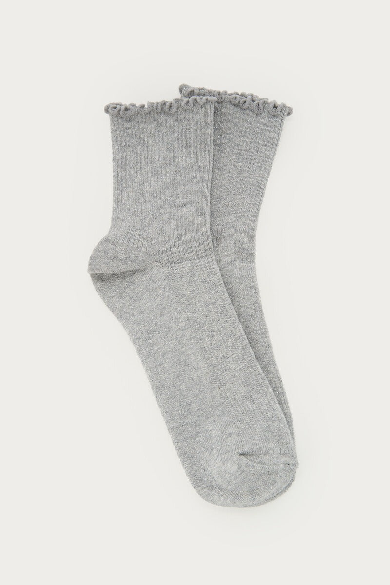 My Jewellery Silberfarbene Lurex-Socken mit Rüschen