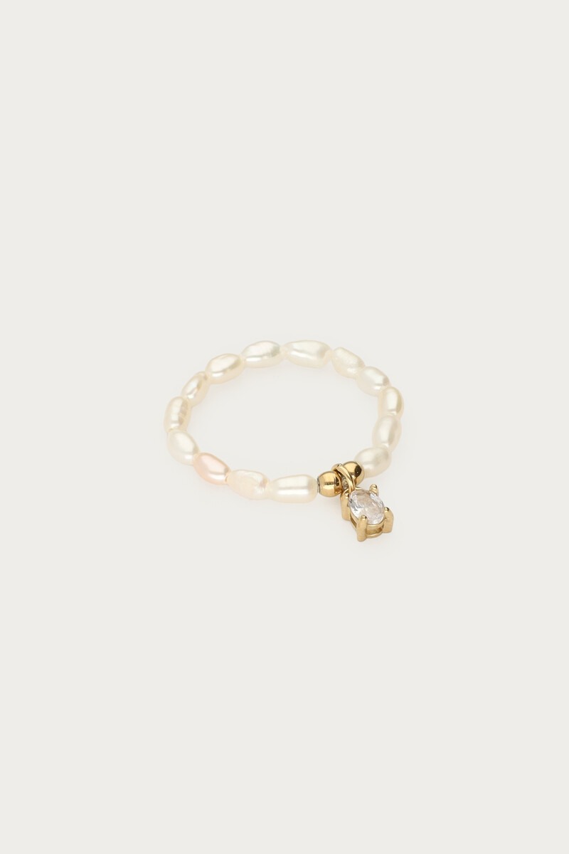 My Jewellery Stretch-Ring mit Süßwasserperlen und Strasssteinen