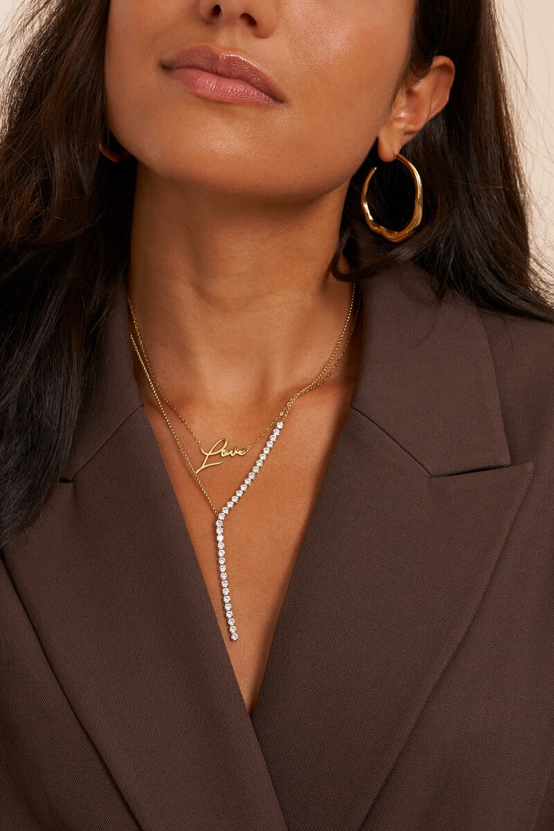 My Jewellery Tennis-Y-Kette mit Strasssteinen gold