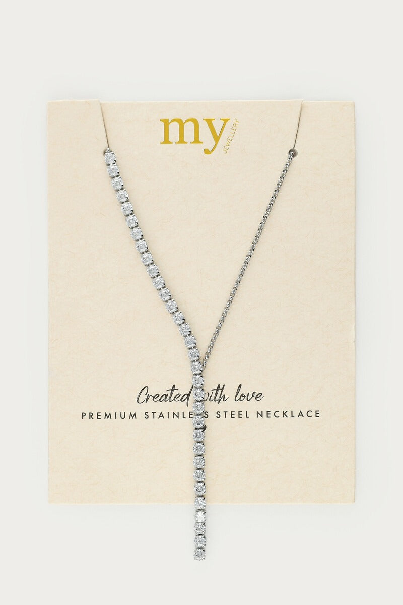 My Jewellery Tennis-Y-Kette mit Strasssteinen silber